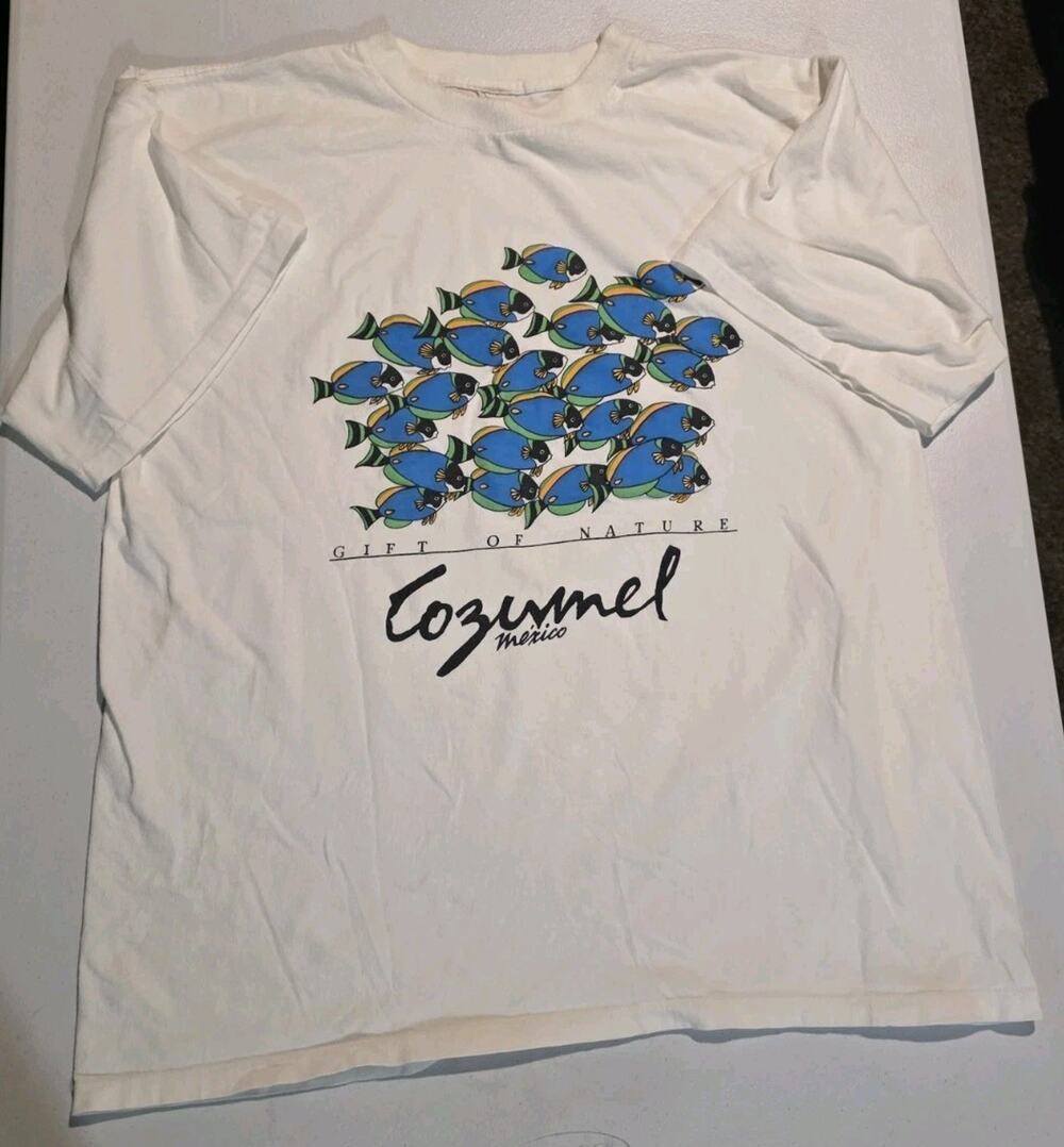 VTG Cozumel Mexico Tropical Fish Sun Surf Mens 2XL Souvenir Graphic T Shirt